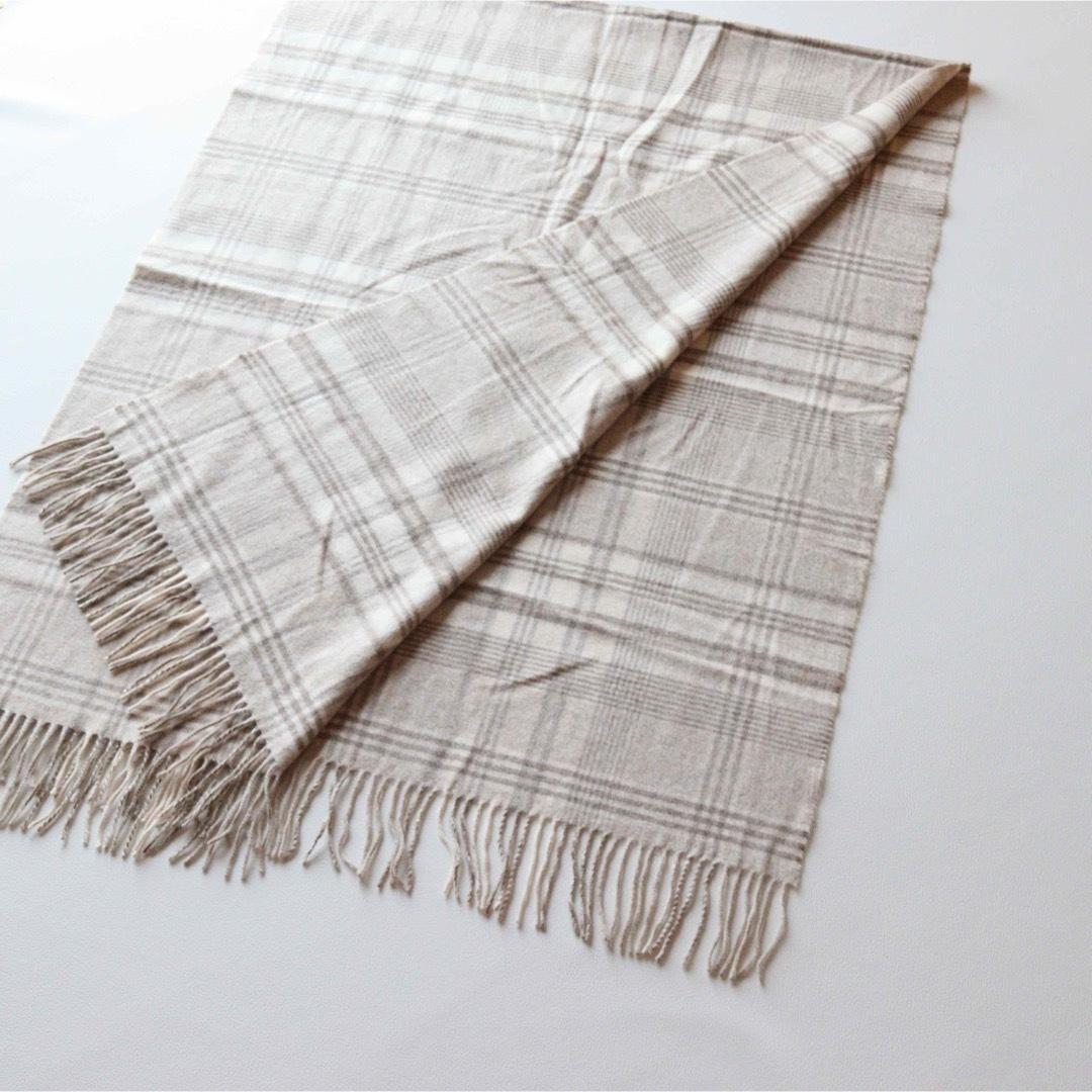 5423【美品】ジョンストンズ 大判マフラー チェック カシミヤ100％