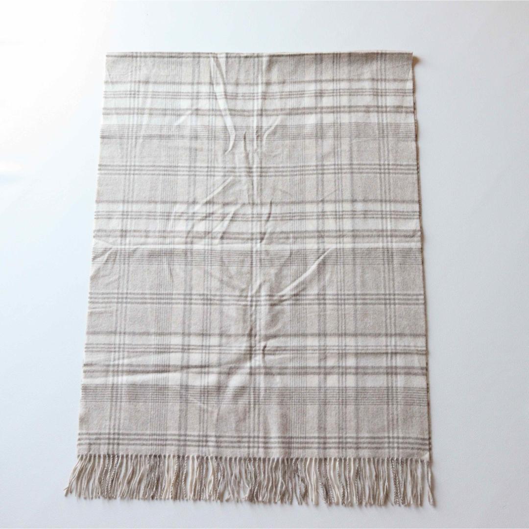 5423【美品】ジョンストンズ 大判マフラー チェック カシミヤ100％