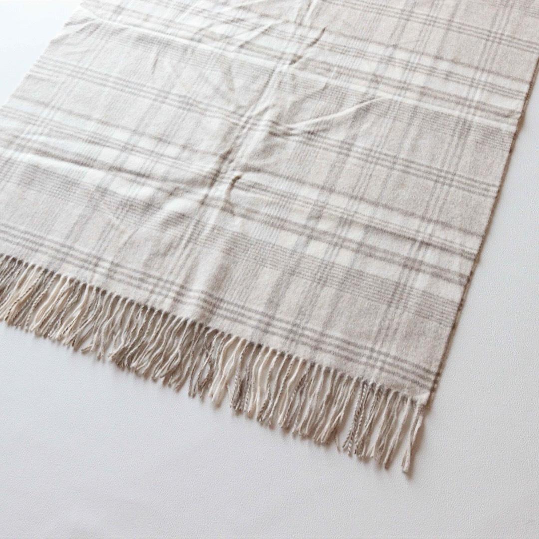 5423【美品】ジョンストンズ 大判マフラー チェック カシミヤ100％