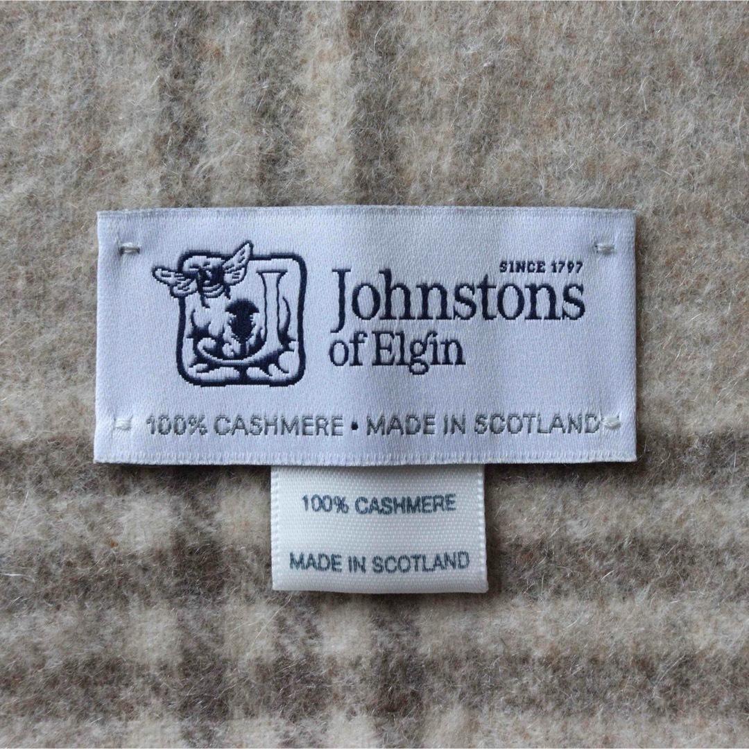 5423【美品】ジョンストンズ 大判マフラー チェック カシミヤ100％