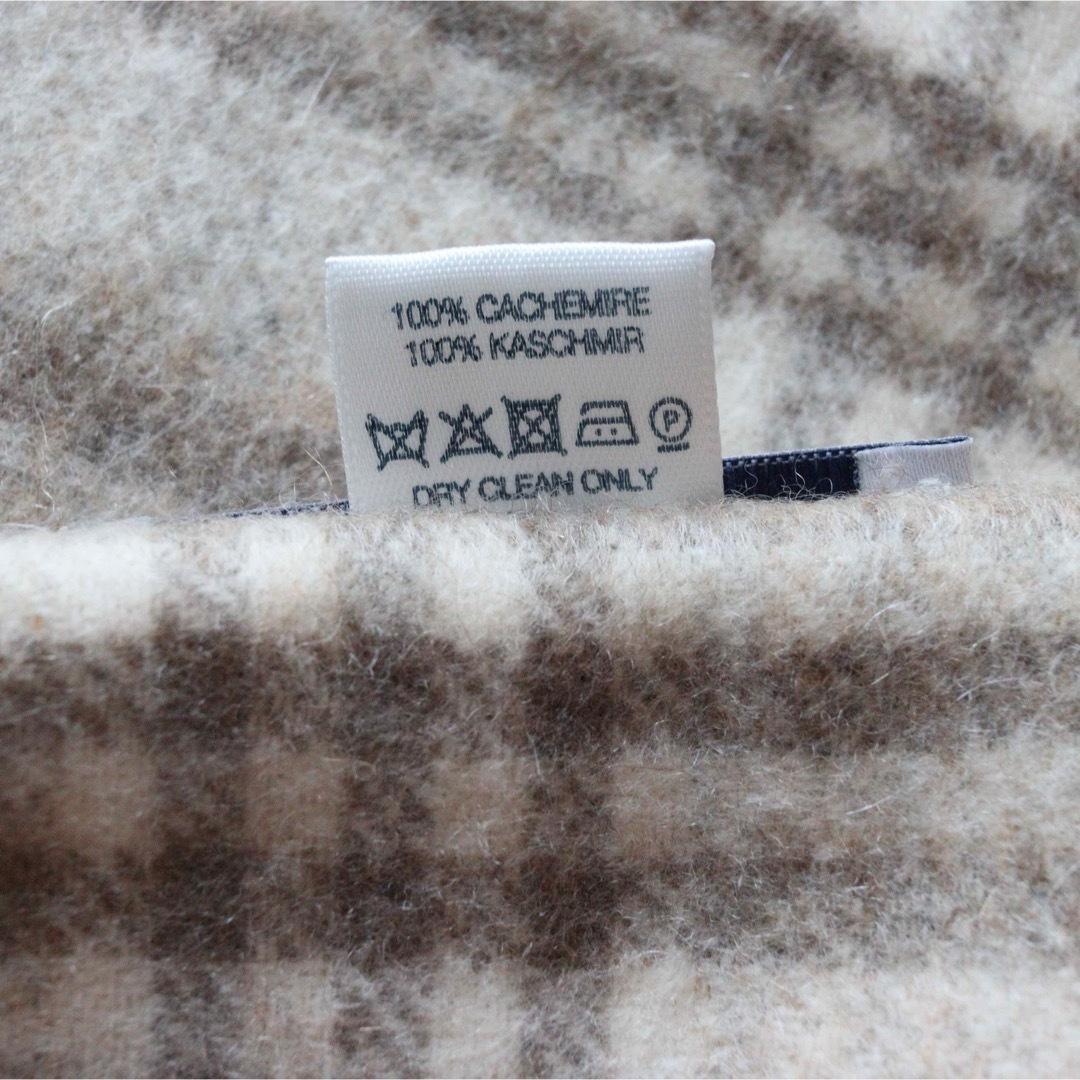 5423【美品】ジョンストンズ 大判マフラー チェック カシミヤ100％