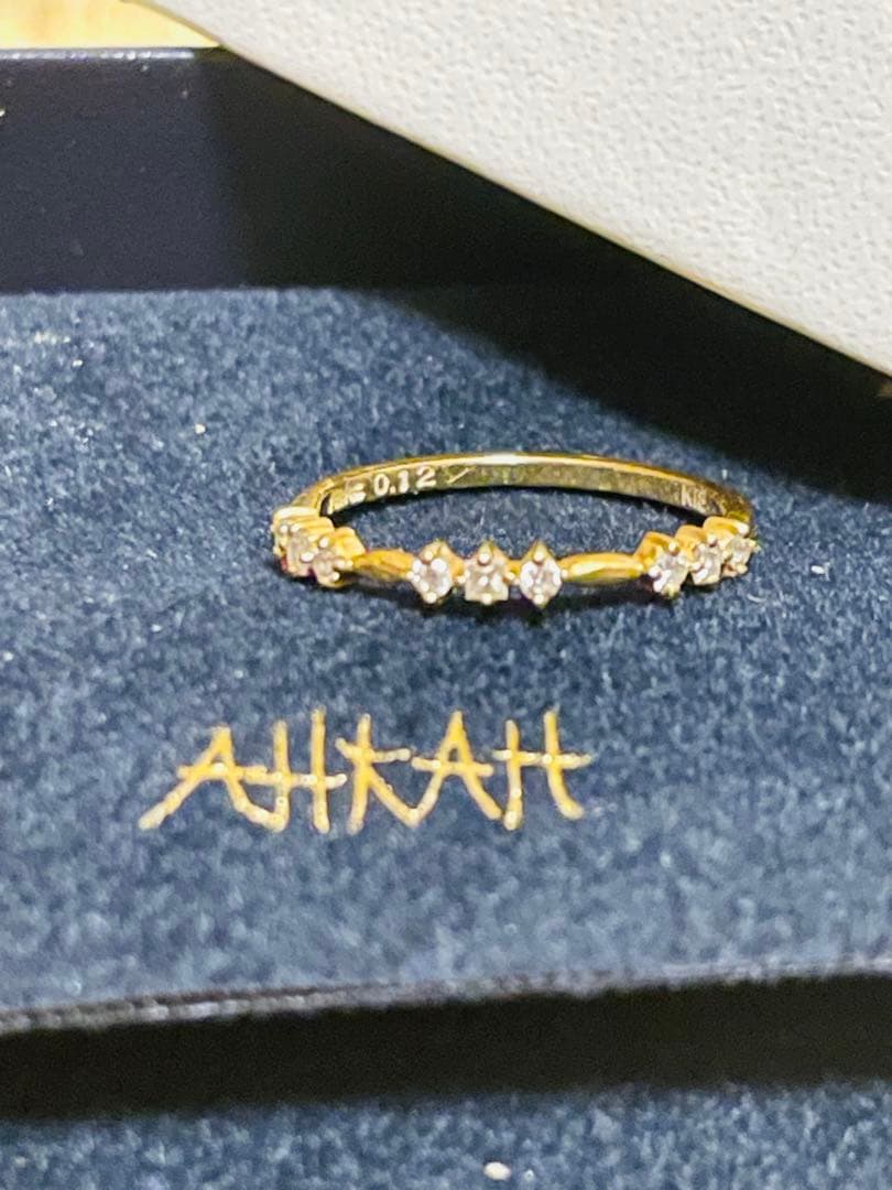 AHKAH NNリング K18YGダイヤ 0.12ct 9号 定価121000円