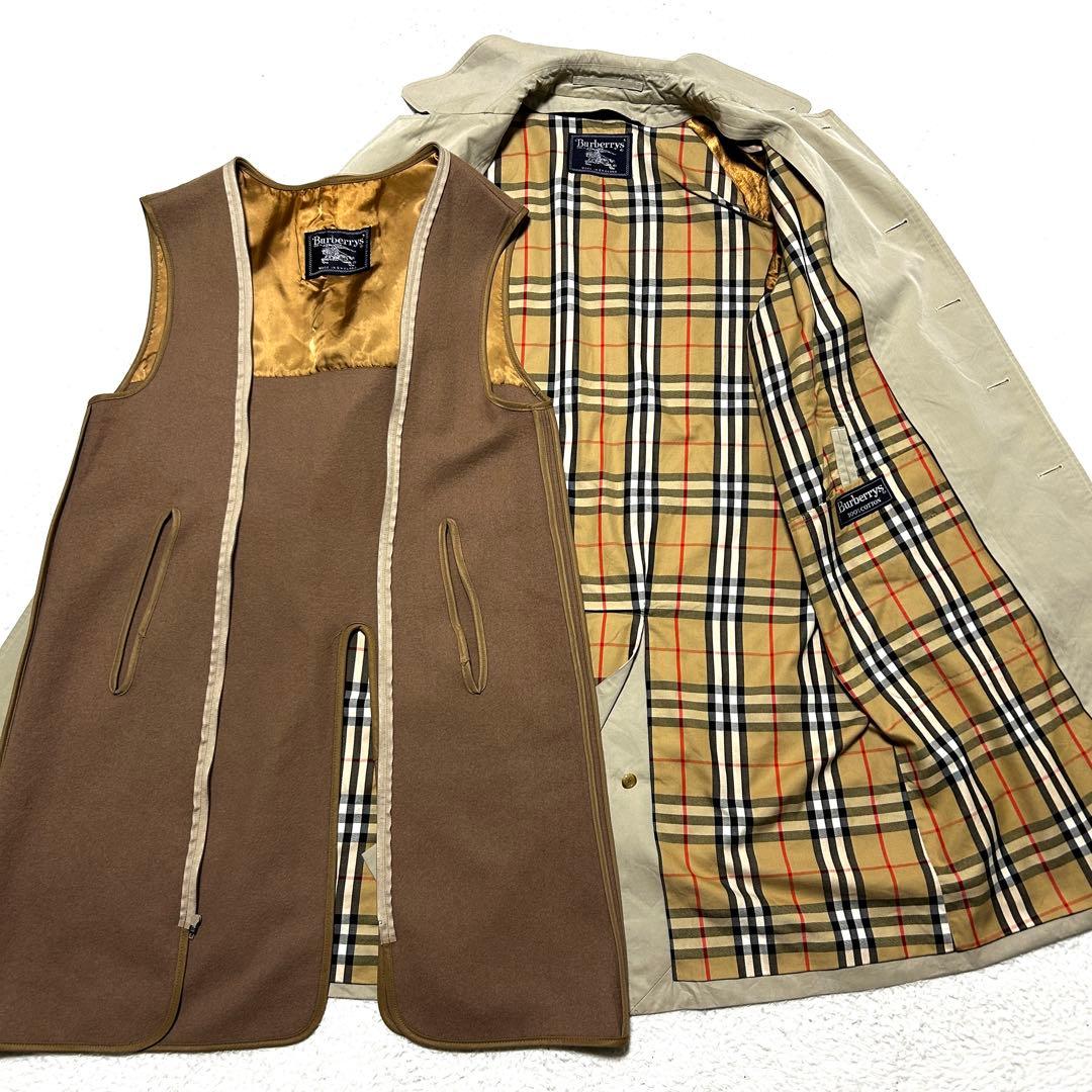 バーバリー イングランド製 バルマカーン ステンカラーコート ノバチェック L