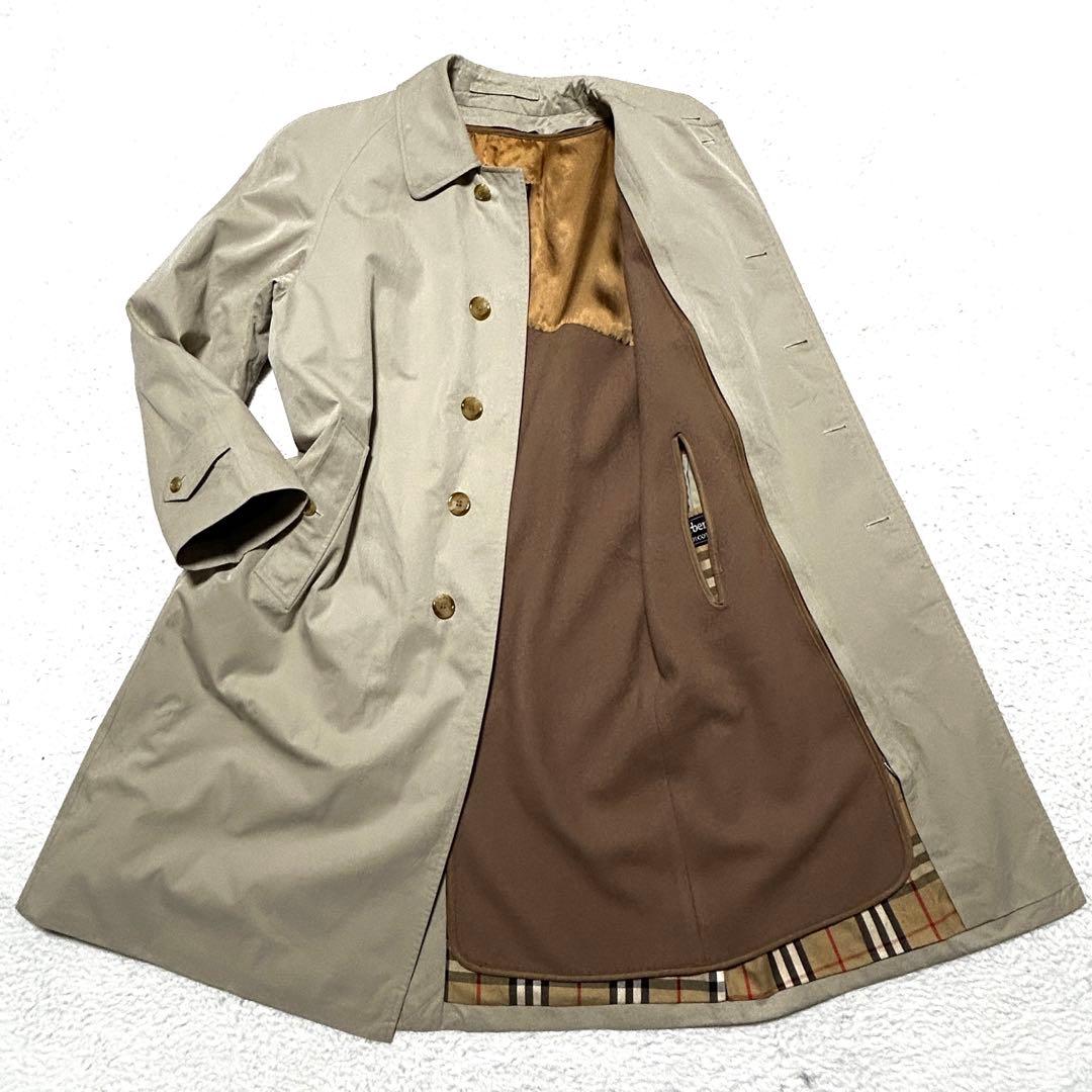 バーバリー イングランド製 バルマカーン ステンカラーコート ノバチェック L