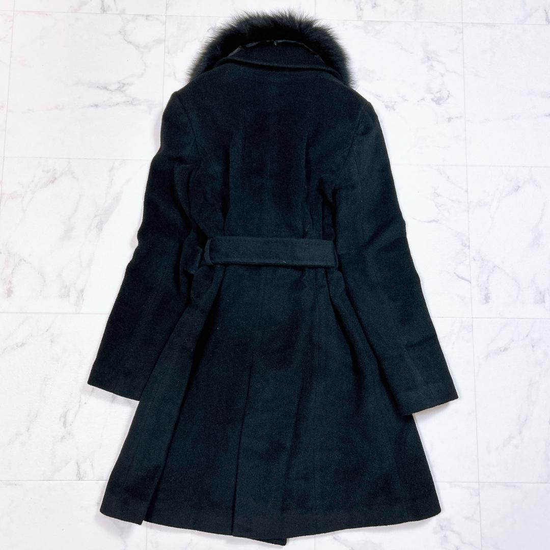 Pinky＆Dianne ブルーフォックスファー アンゴラ混 ロング コート