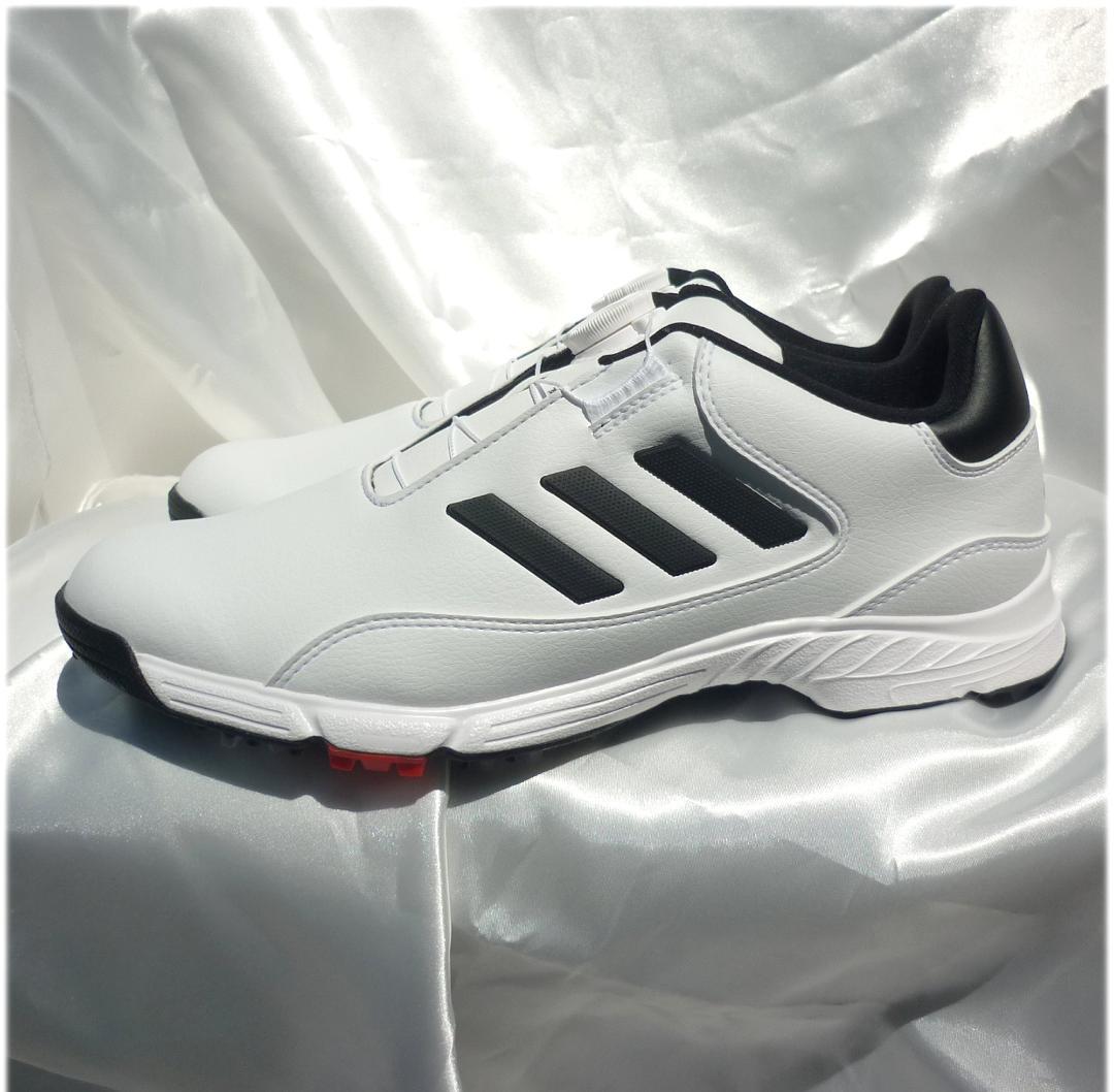 新品27.5cmアディダスゴルフシューズ白BOA 24ダイヤル式 ソフトスパイク