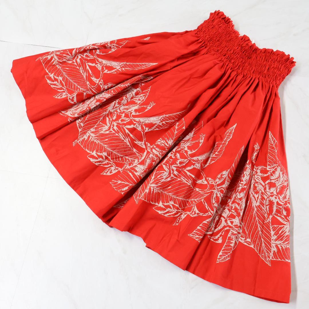 美品 フラダンス衣装】レッド Tahiti Imports パウスカート 花柄