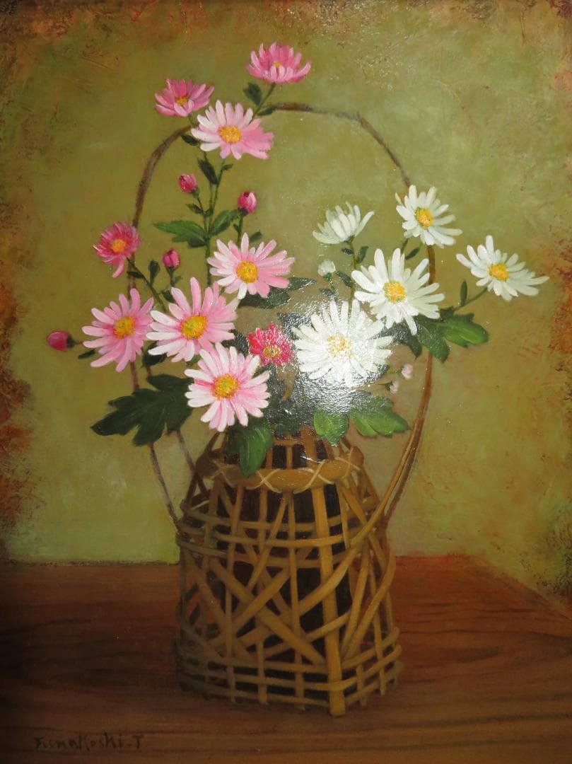 るるる　船越利和「マーガレット」　油彩　F6号 細密リアリズム真作保証