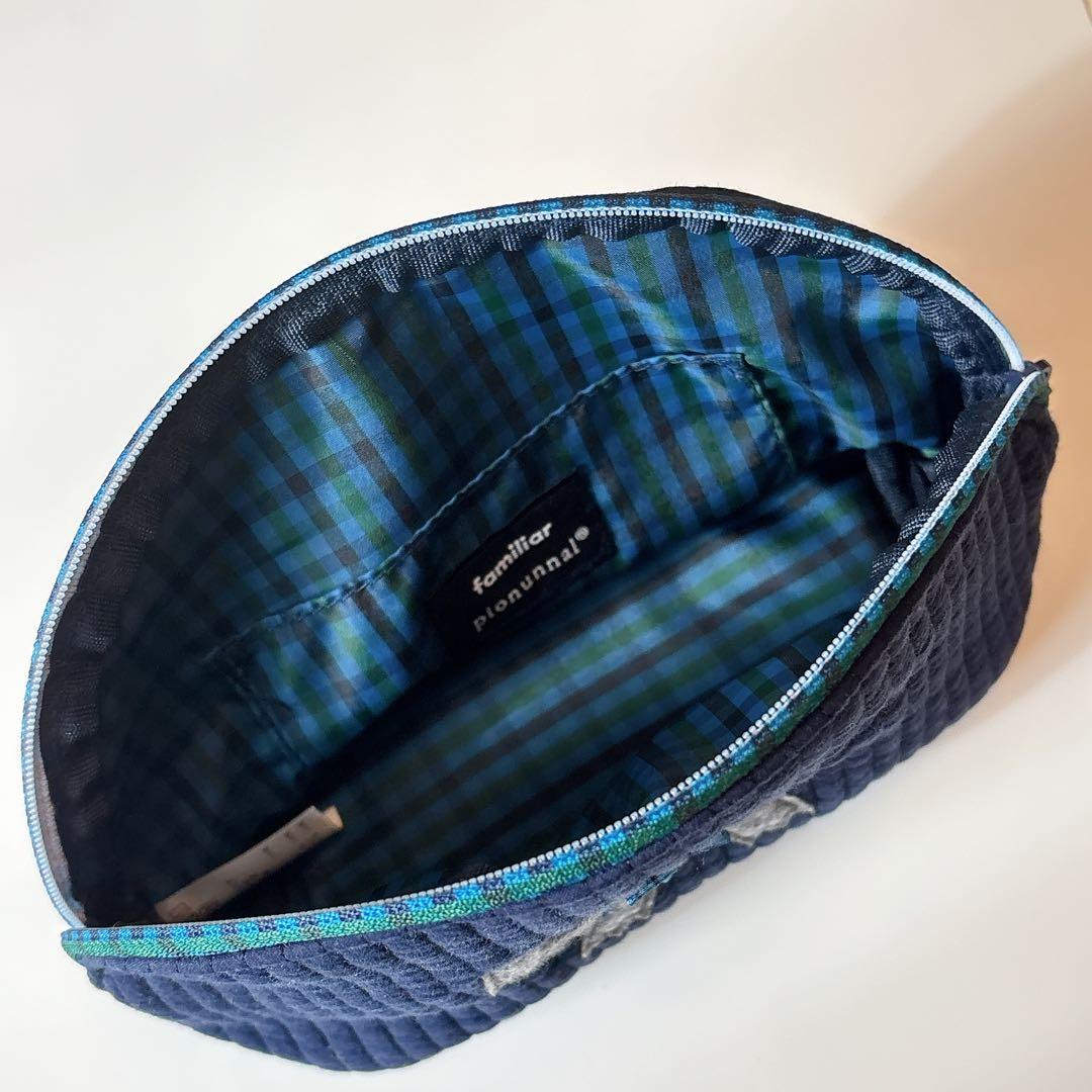 familiar 刺繍ポーチ ネイビー