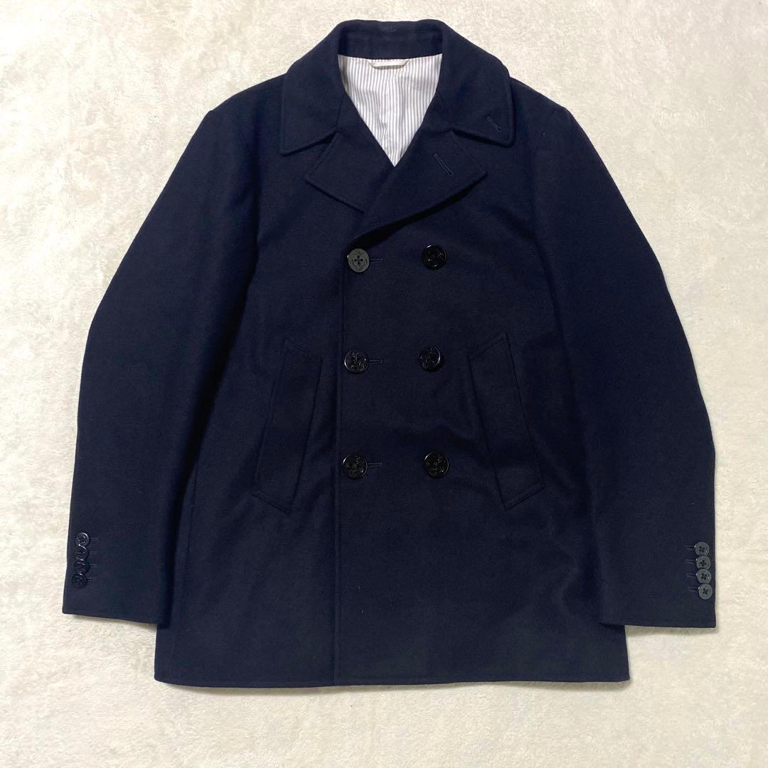 THOM BROWNE ネイビー ダブルブレストピーコート