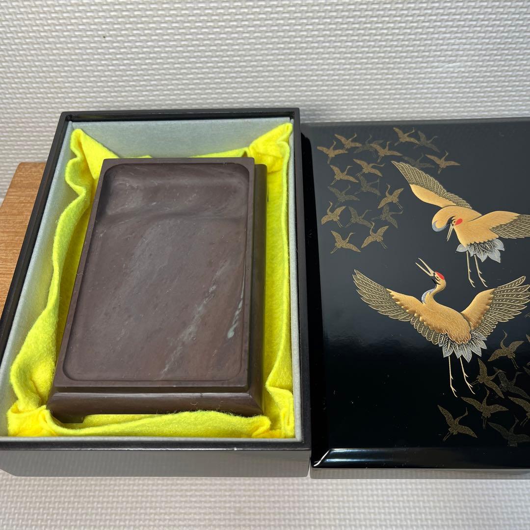 ⭕️赤間硯 紫金石模様 古硯 四つ脚 眞丁寧仕上げ 赤間関