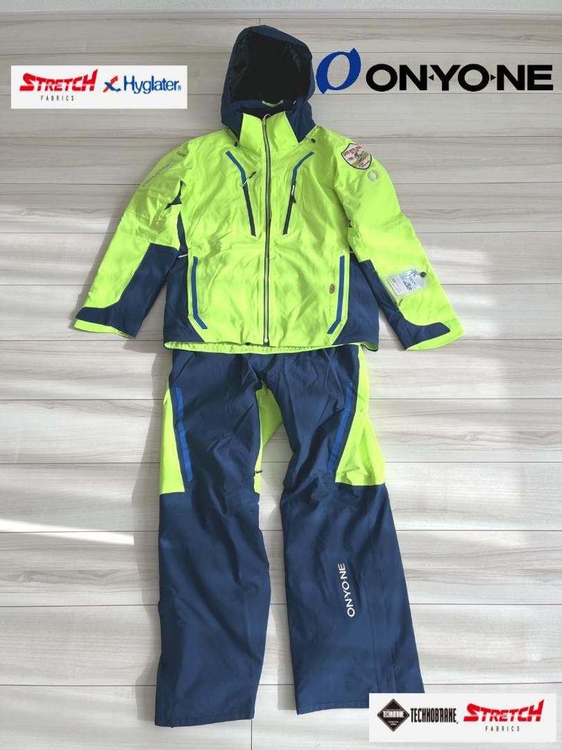 【上下セット】Ｍサイズ　ON-YONE スキーウェア 　イエロー/青　ストレッチ