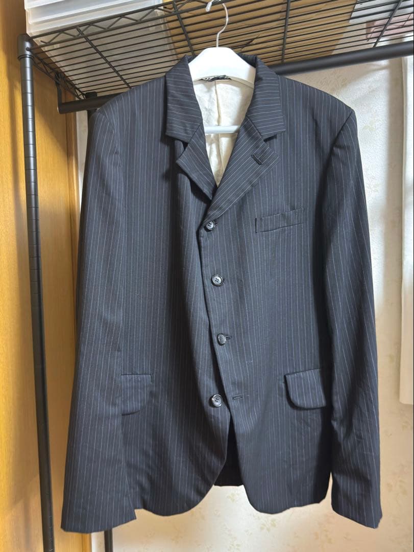 ブラックコムデギャルソン ストライプ数字プリント振り子型ジャケット