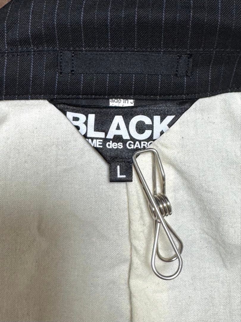 ブラックコムデギャルソン ストライプ数字プリント振り子型ジャケット