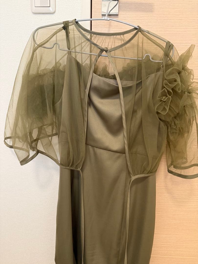 【LEJA】ボリュームチュールパイピングフレアドレス2点セット グリーン