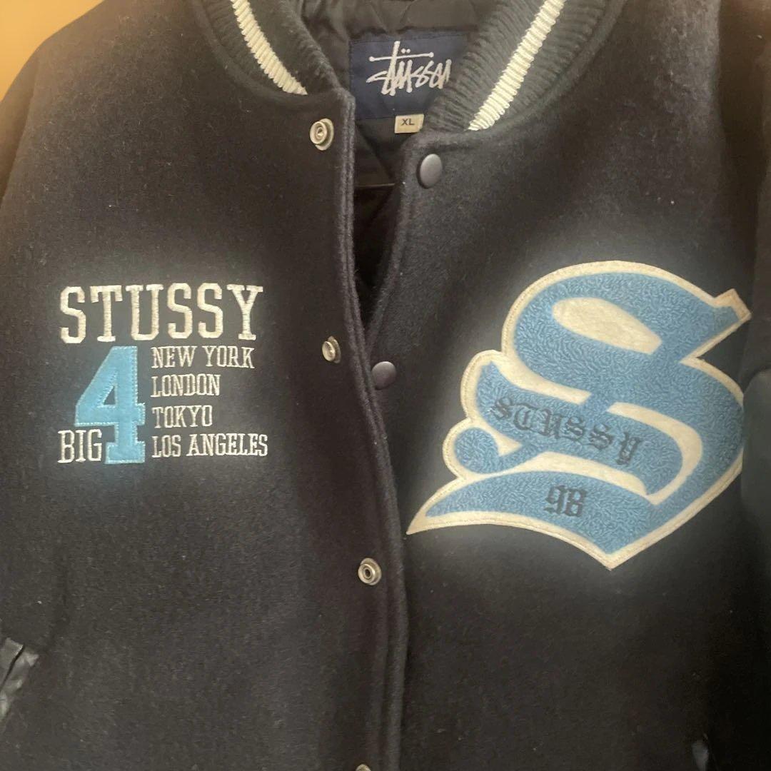 新品タグなし★STUSSY スタジャン XL 黒刺繍
