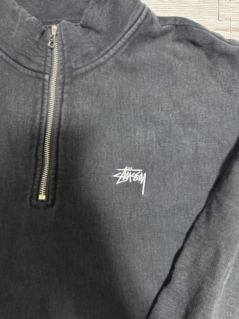 Stussy ブラック ハーフジップ スウェット XL