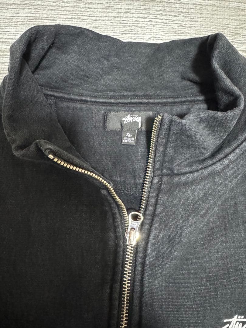Stussy ブラック ハーフジップ スウェット XL