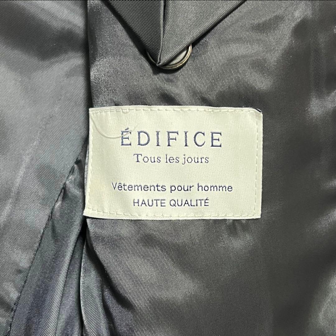 極美品✨EDIFICE ダブル チェスターコート カシミヤ混 ネイビー チェック