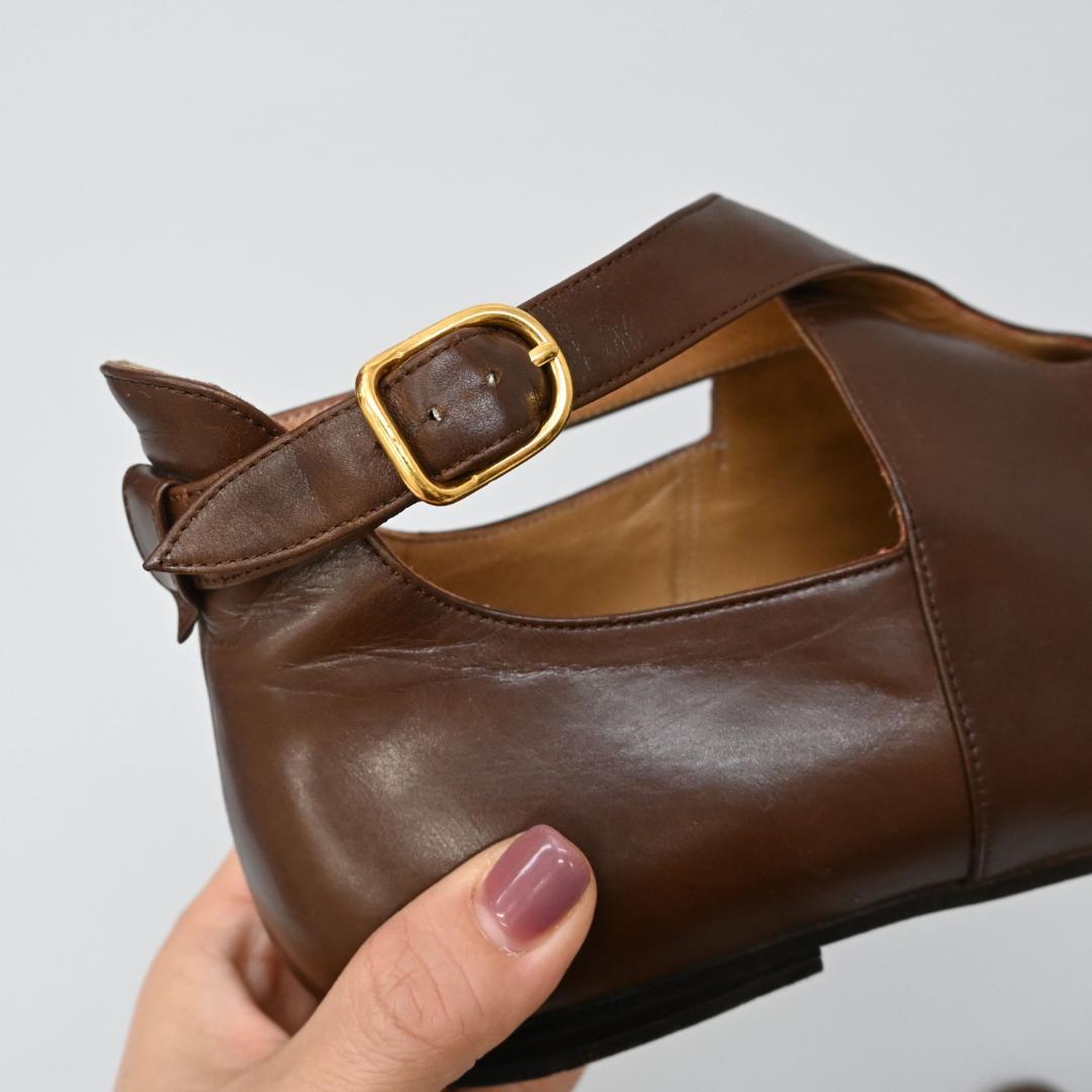 ■ 47987★年 HERMES エルメス フラットシューズ ブラウン