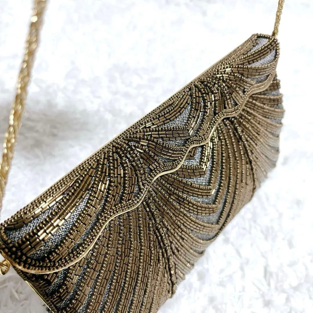 極美品✨Lumy ルミー はしもと ビーズバッグ 皇室御用達 ゴールド