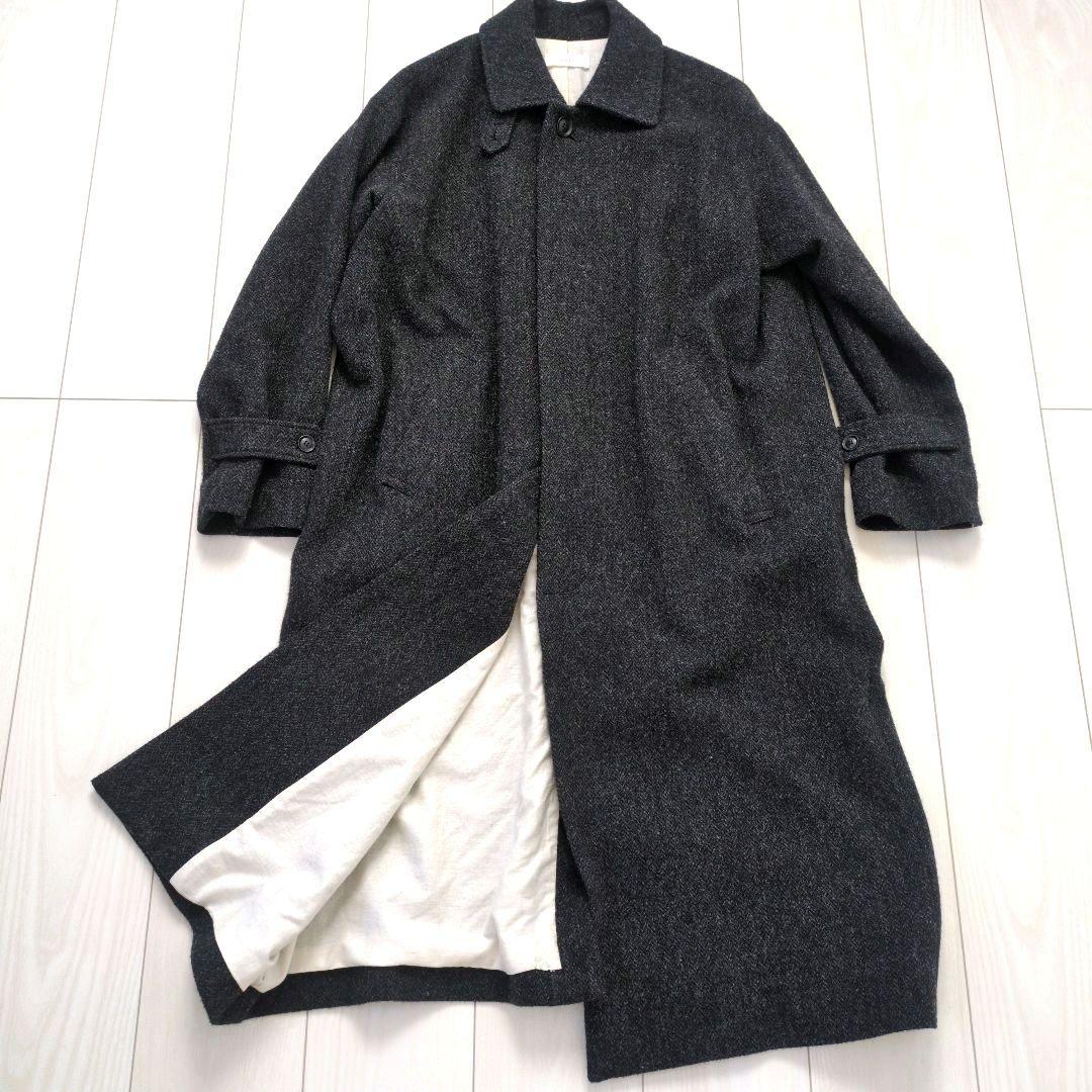 かぐれ　kagure　ウールヘリンボーンバルマカンコート　日本製　ダークグレー