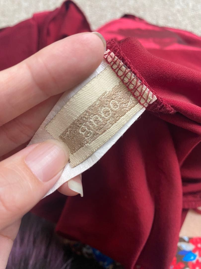 シェゴ バーガンディ オフショルダーマキシドレス