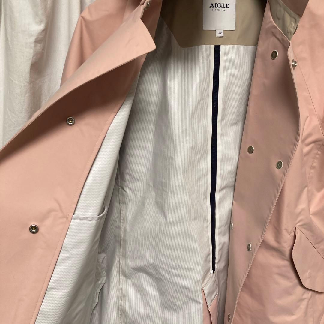 AIGLE エーグル　防水　レインコート　ミスマノンコート　アウター　ピンク　L