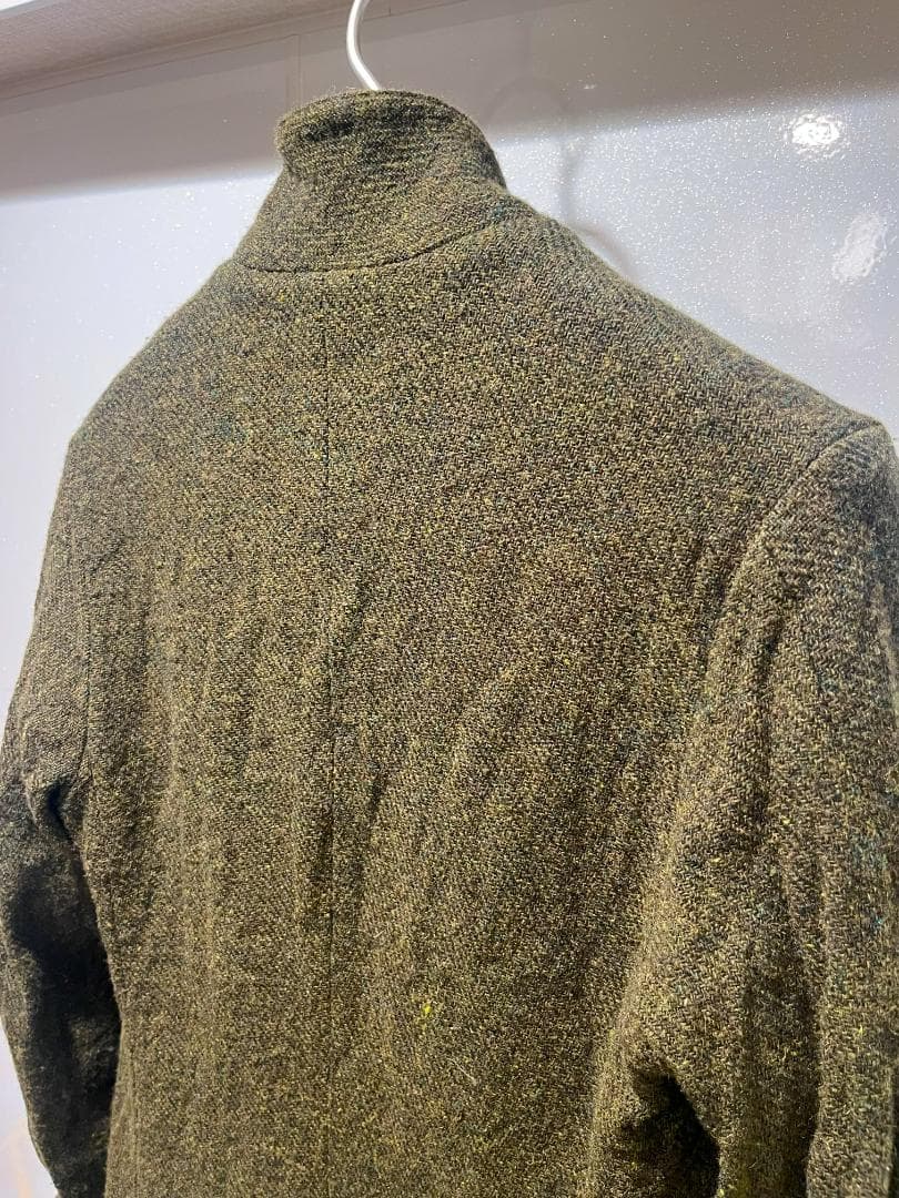 ポールハーデン★初期ロングコートＳ★ツイードモスグリーン　オリーブ
