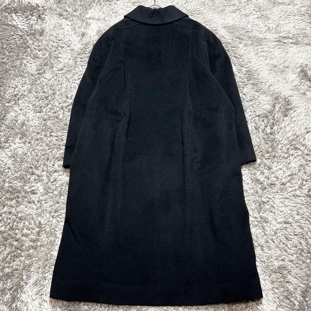 繊維の宝石 カシミヤ100% 丸襟コート ブラック XL相当 着用感のない美品