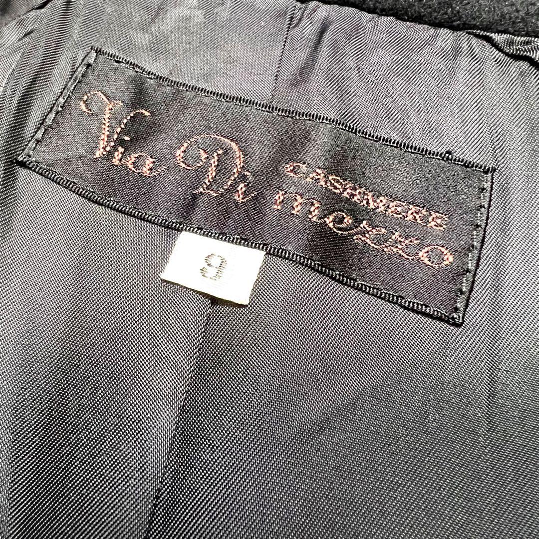 繊維の宝石 カシミヤ100% 丸襟コート ブラック XL相当 着用感のない美品