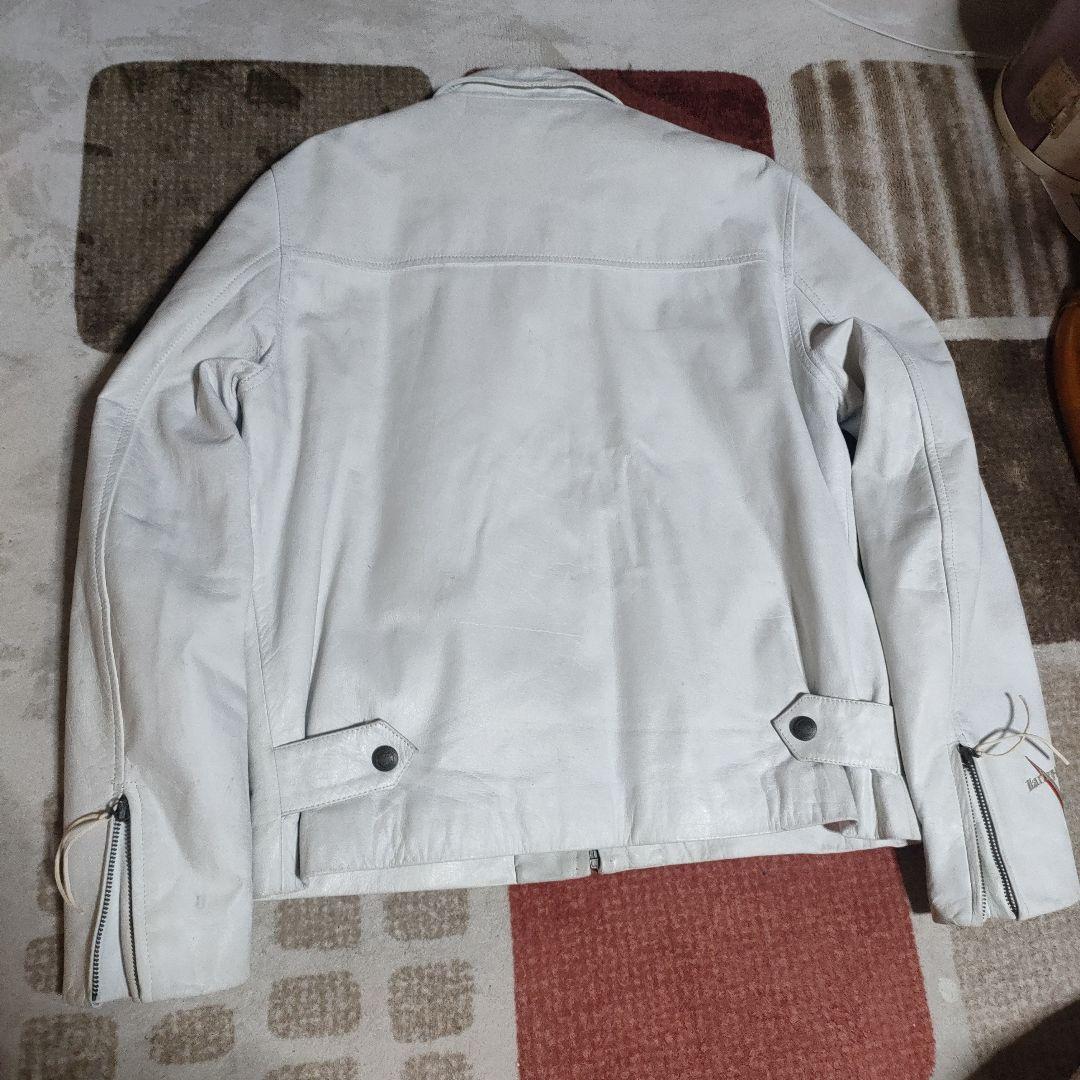 ハーレーダビッドソン　本革ホワイトレザーシングルライダースジャケット　日本製
