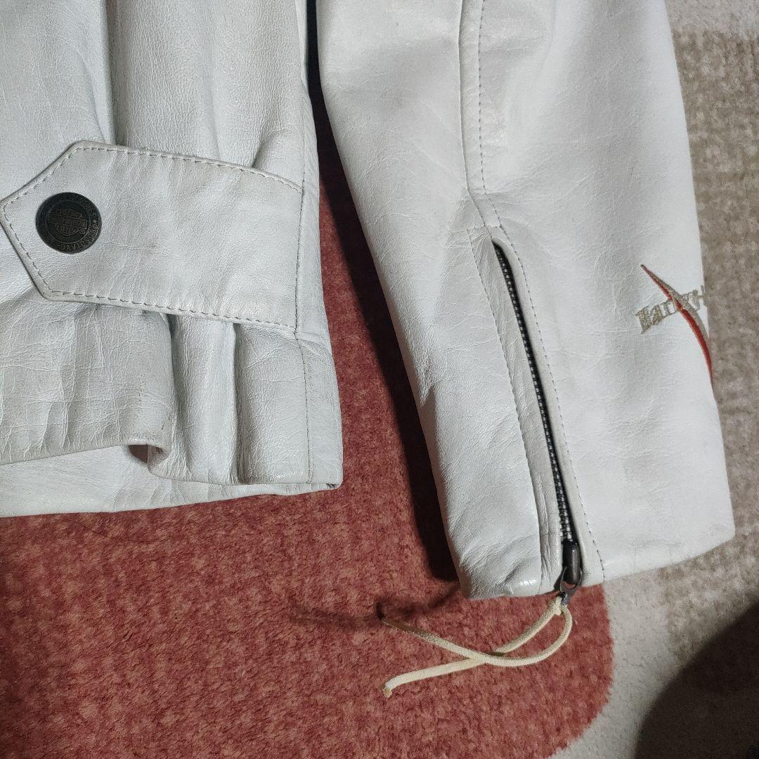 ハーレーダビッドソン　本革ホワイトレザーシングルライダースジャケット　日本製