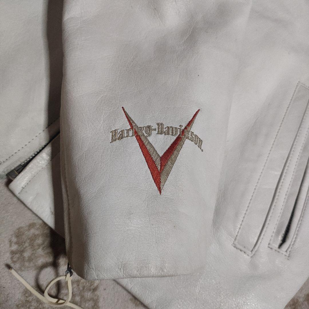 ハーレーダビッドソン　本革ホワイトレザーシングルライダースジャケット　日本製