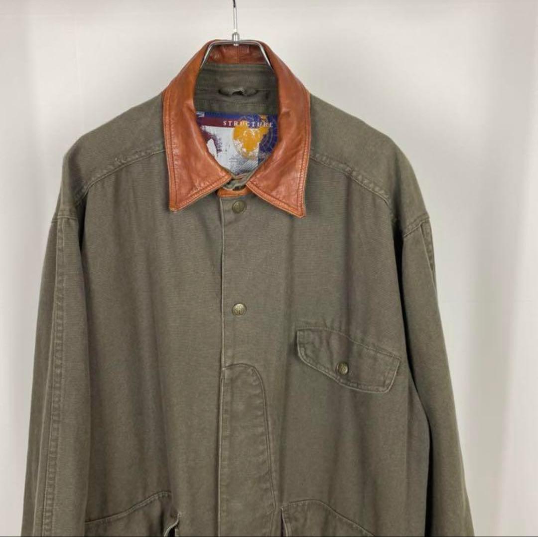 ヴィンテージ ミリタリー モッズ コート レザー 古着 カーキ 軍 ロング