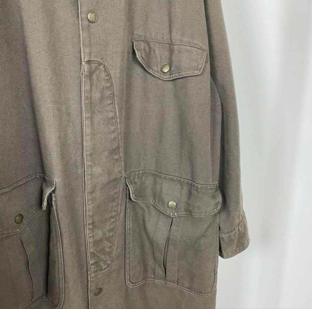 ヴィンテージ ミリタリー モッズ コート レザー 古着 カーキ 軍 ロング