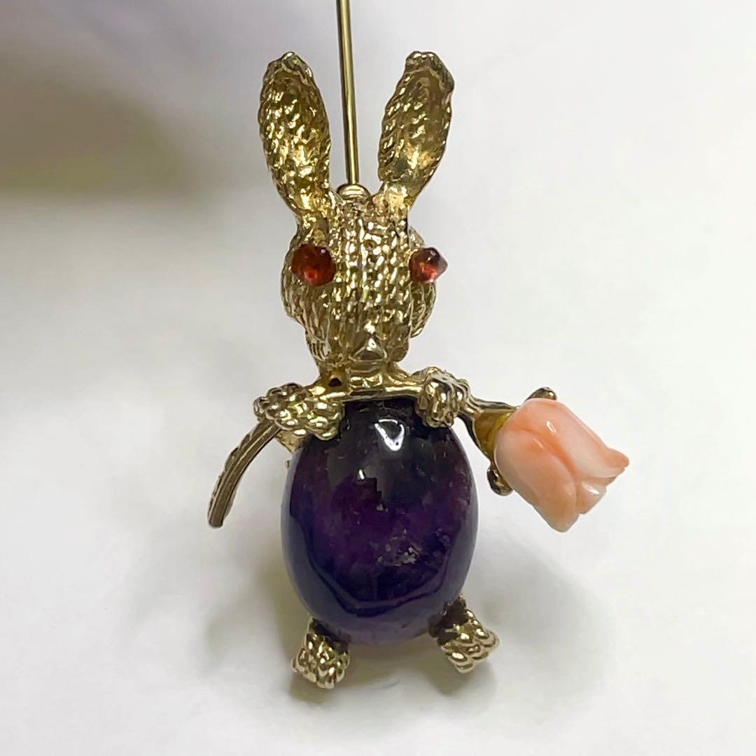 た*そ様 SWOBODA スワボダ ヴィンテージ ラビット ブローチ アメジスト