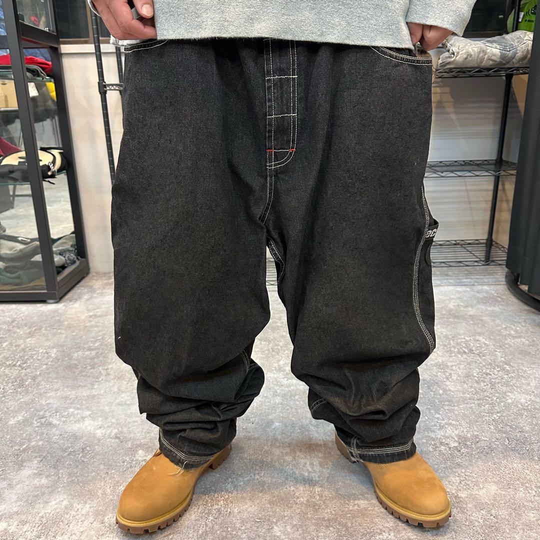 MECCA メッカ 極太 ダブルステッチ ブラック ペインター デニムパンツ