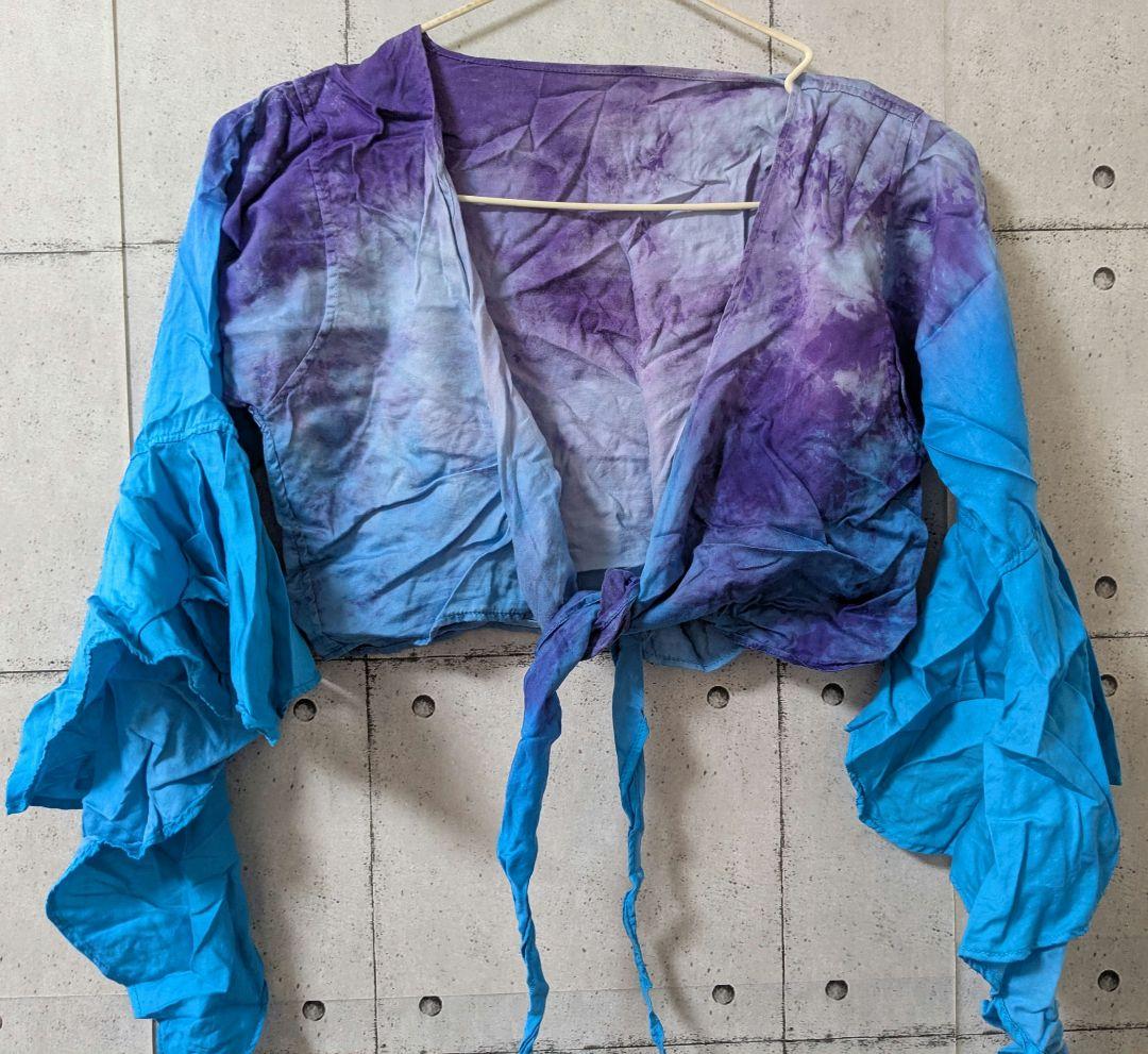 ベリーダンス　ジプシー トライバル衣装チョリセット　25ヤードスカート　青紫