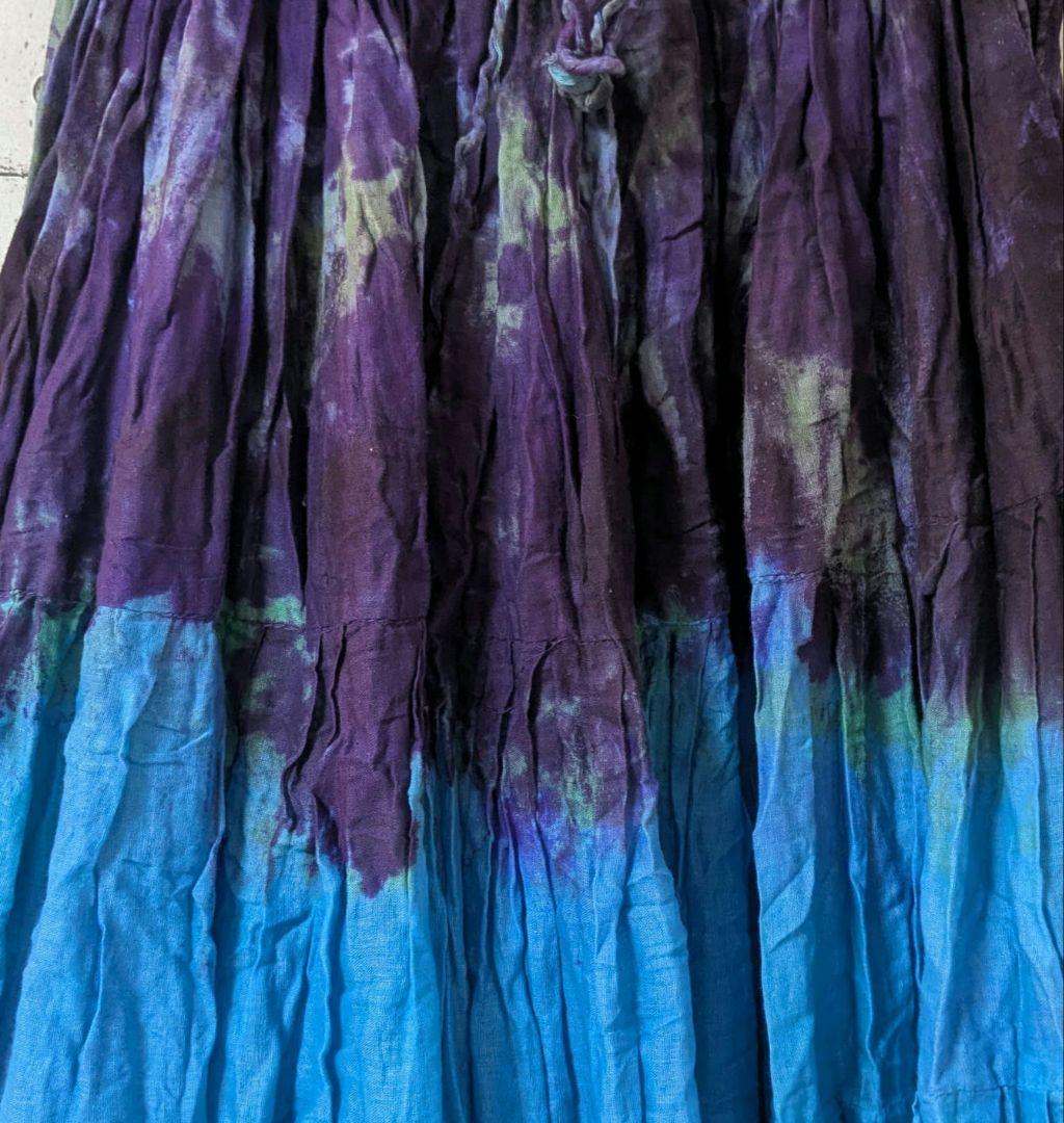 ベリーダンス　ジプシー トライバル衣装チョリセット　25ヤードスカート　青紫