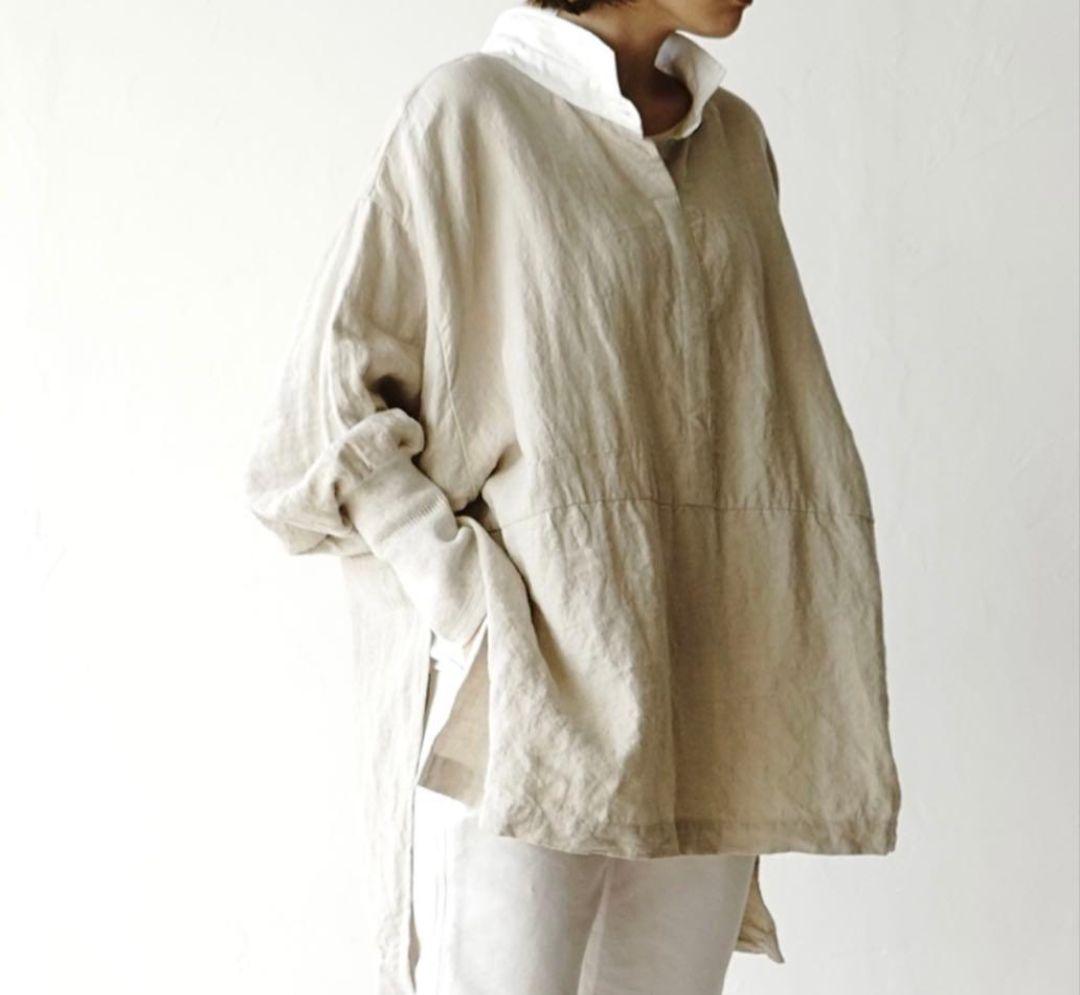 kapoc PONCHO 東炊き染めリネン プルオーバー ポンチョ ワケアリ