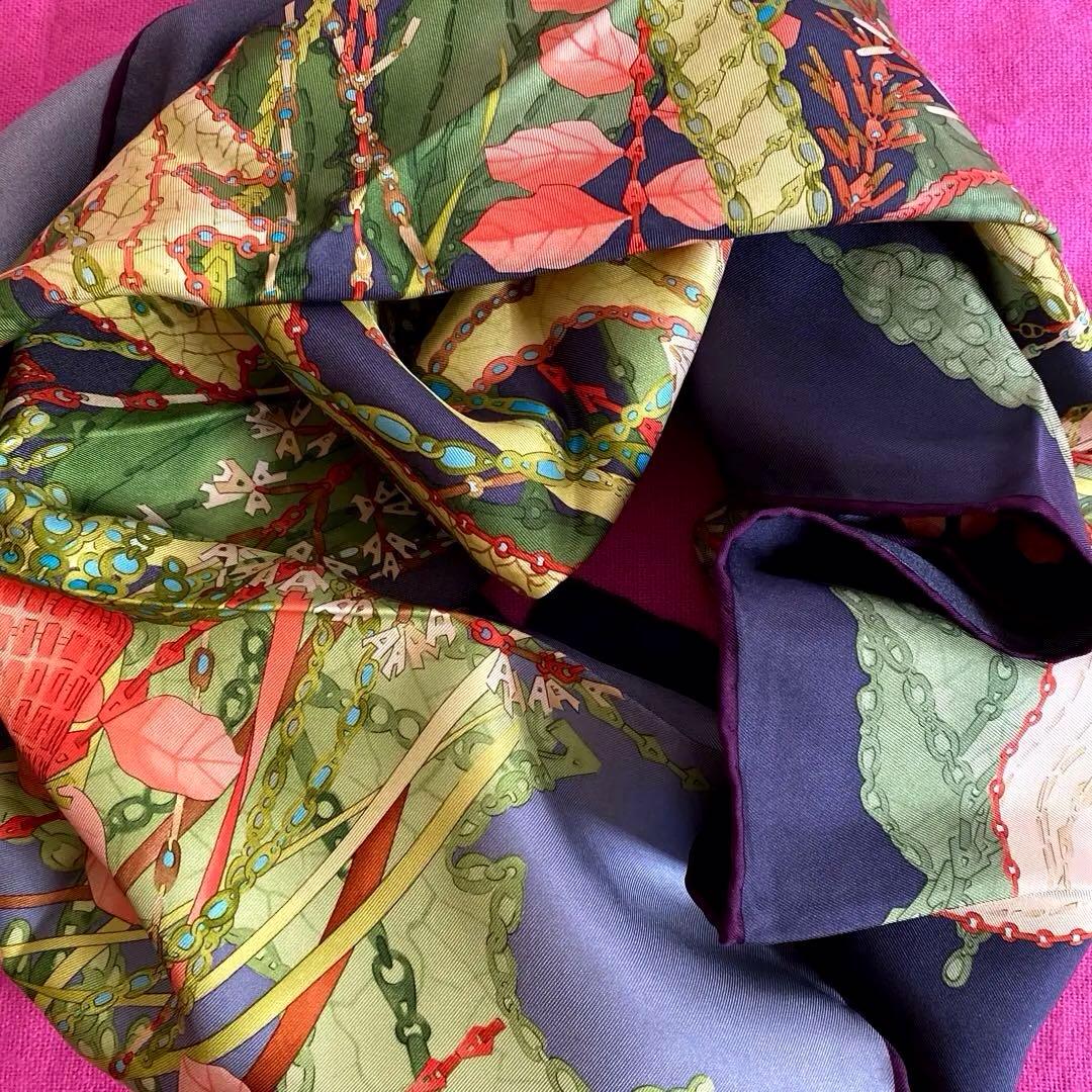 Asprey LONDONシルクスカーフフラワー柄 スカーフ 極美品希少