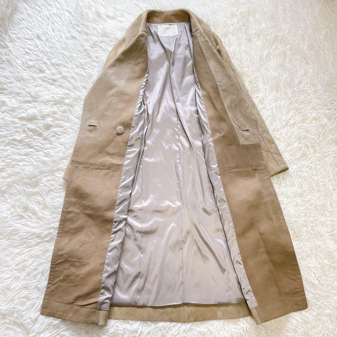 美品✨グレースクラス ラムレザー スウェードロングコート　M ベルト　ベージュ