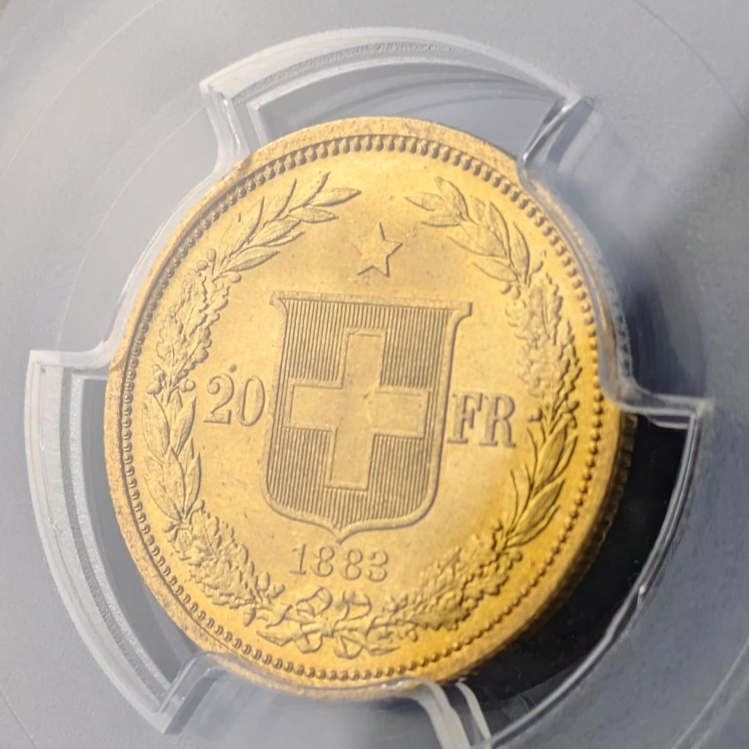 アルプスの少女ブレネリ★1883年スイス 20Fr 金貨 PCGS MS64+