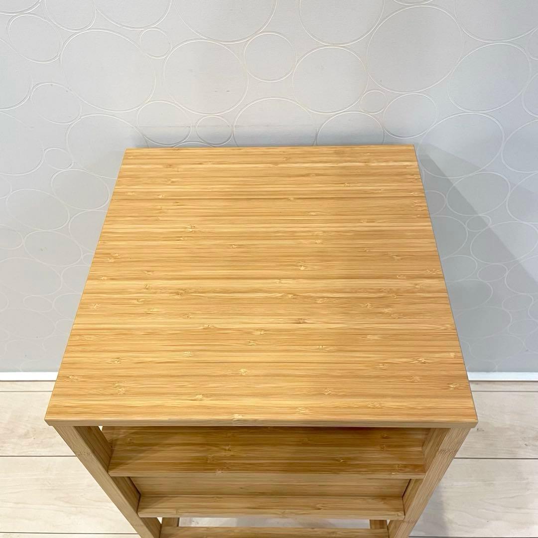【美品】IKEA NORDKISA 竹製サイドテーブル 引き出し付き　北欧家具