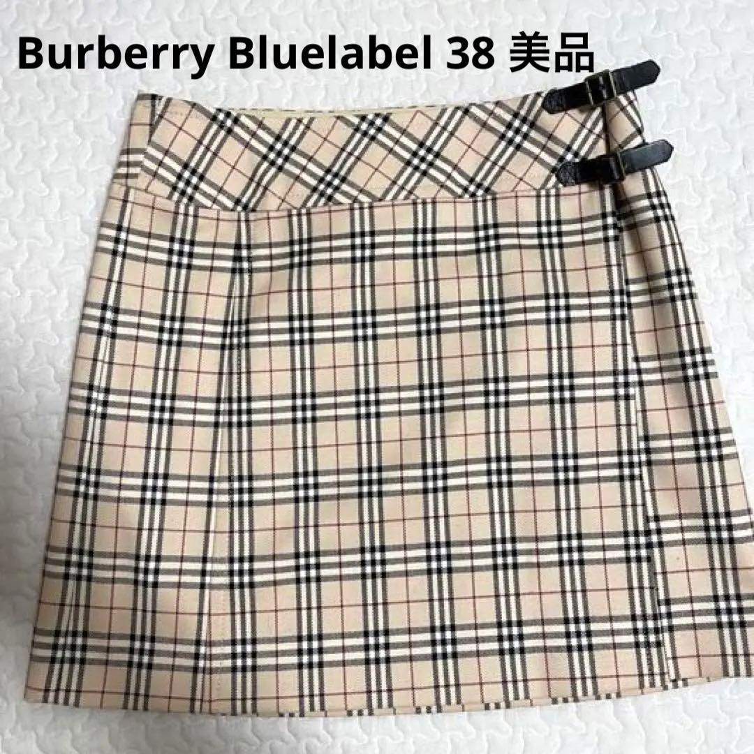 美品】バーバリーブルーレーベル定番ノバチェックミニ巻きスカート38