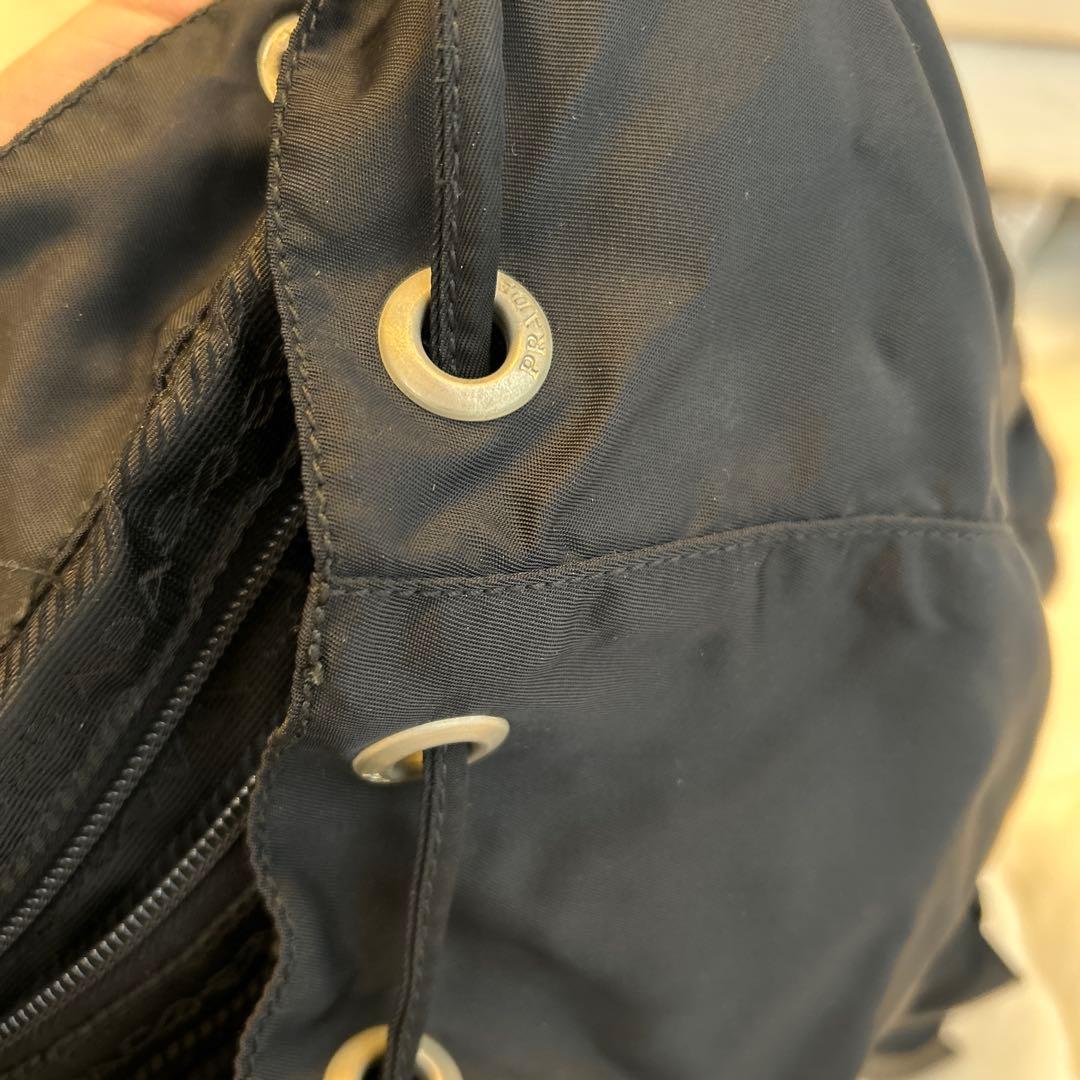 【美品】 プラダ 三角ロゴ バックパック ナイロン ブラック　白タグあり
