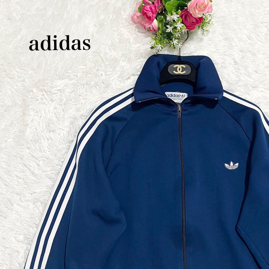 70's〜80'sアディダストラックジャケット5号ネイビー×ホワイト