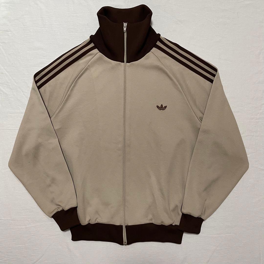 80s old adidas デサント製 トラックジャケット ベージュ ブラウン