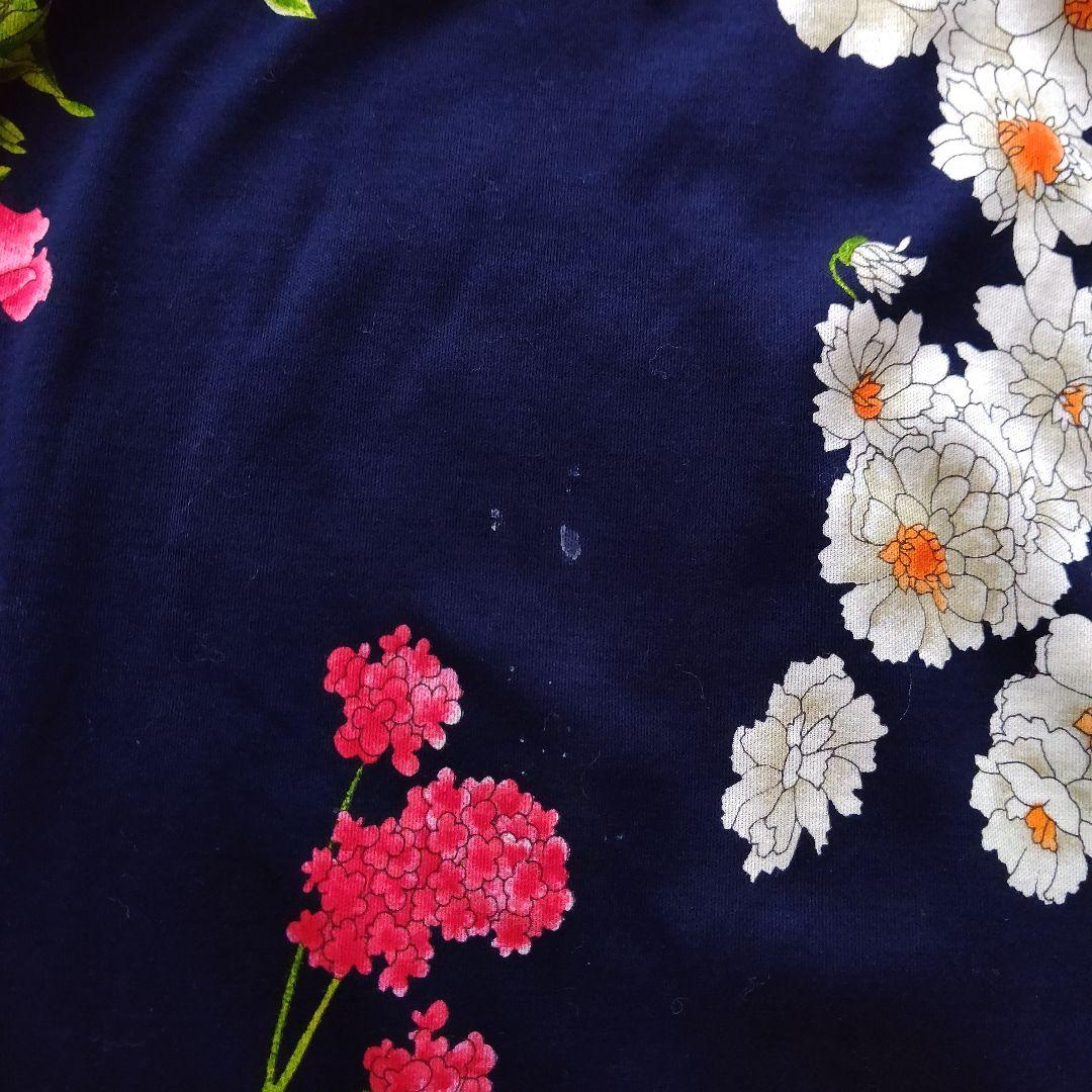 LEONARD フラワープリント ネイビー 半袖ワンピース